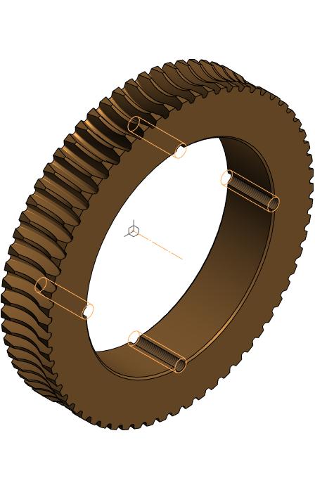 3D модель Цилиндрическое червячное колесо z64 m4