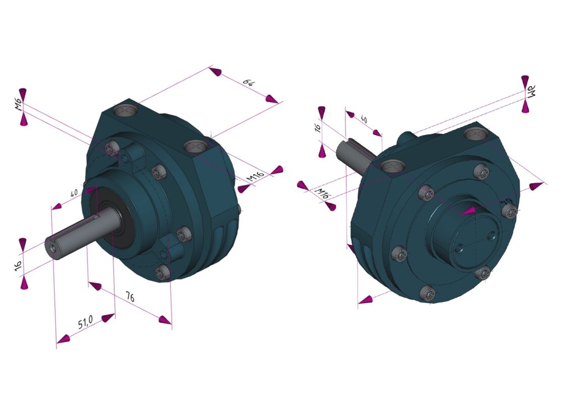 3D модель Мотор пневматический реверсивный MRV009A