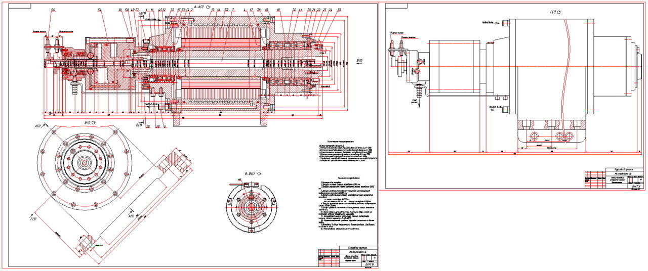 Чертеж Шпиндельная бабка токарного станка с наклонной станиной с ЧПУ на основе мотор-шпинделя