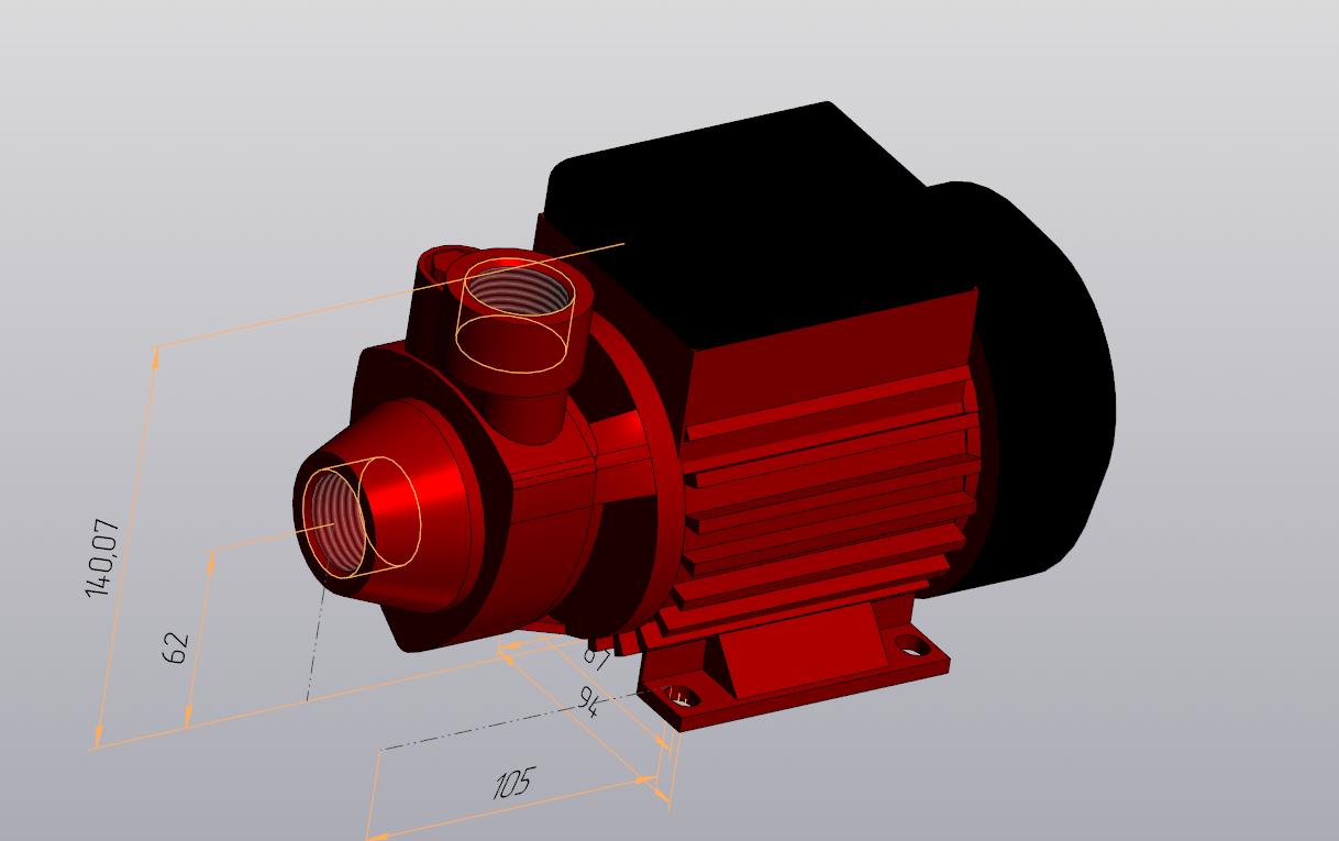 3D модель Насос поверхностный Зубр Мастер М1 НС-М1-400-Ч