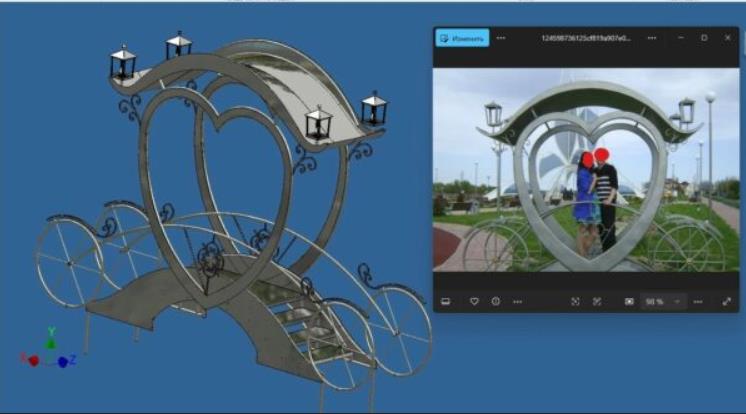 Чертеж Модель малой архитектурной формы "Мост-карета"