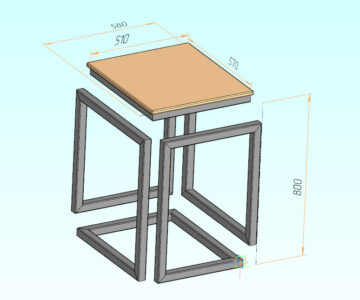 3D модель Интерьерный столик  580х570х800 мм