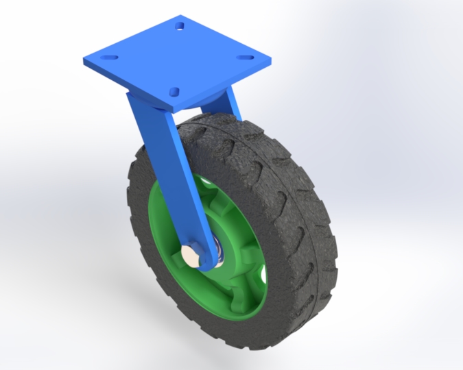 3D модель Колесо сверхбольшегрузное обрезиненное поворотное с площадкой SHd 95 (300 мм; 1000 кг)