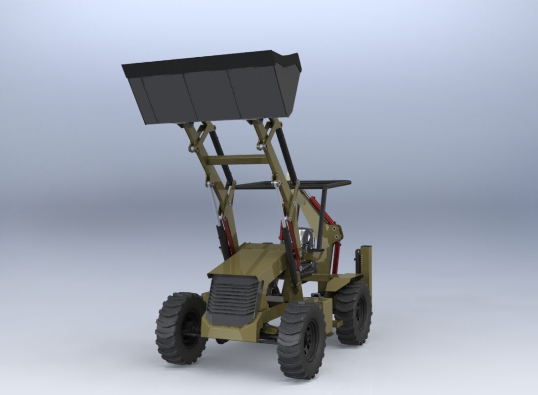 3D модель Мини экскаватор на мостах уаз Тимкен