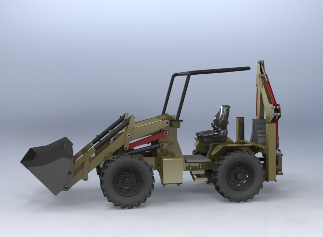 3D модель Мини экскаватор на мостах уаз Тимкен