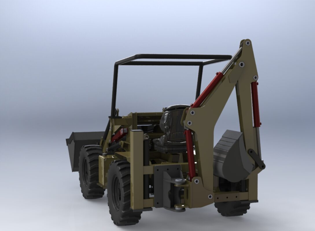 3D модель Мини экскаватор на мостах уаз Тимкен