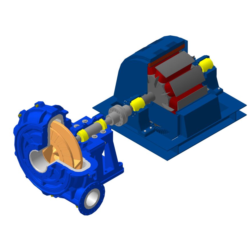 3D модель Насос шламовый Warman 20/18 с электродвигателем