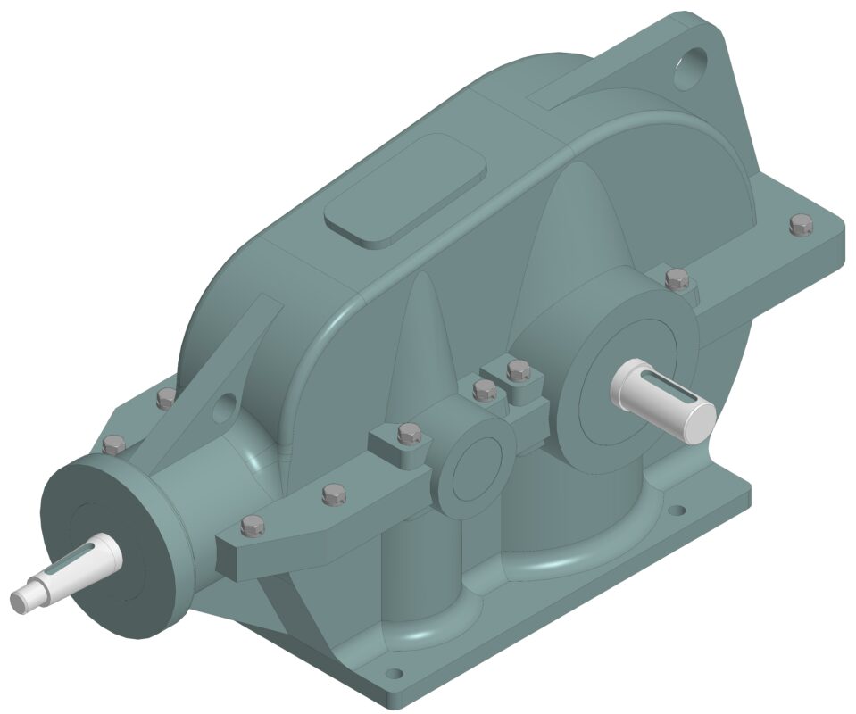 3D модель Редуктор коническо-цилиндрический КЦ1-200 (габаритная модель)