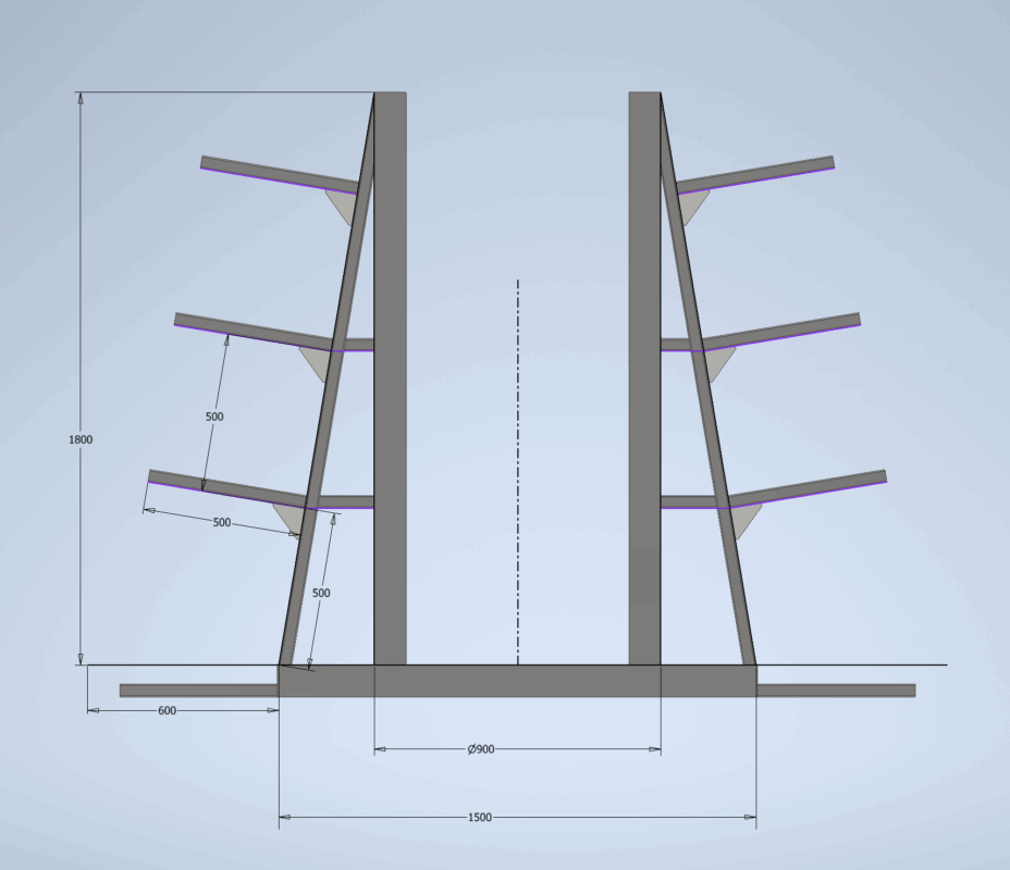 3D модель Стеллаж для металлопроката 2590х2000х1900 мм