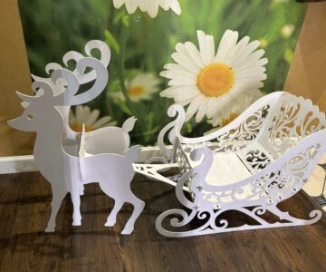 3D модель Новогодние сани с оленями  3D + dxf