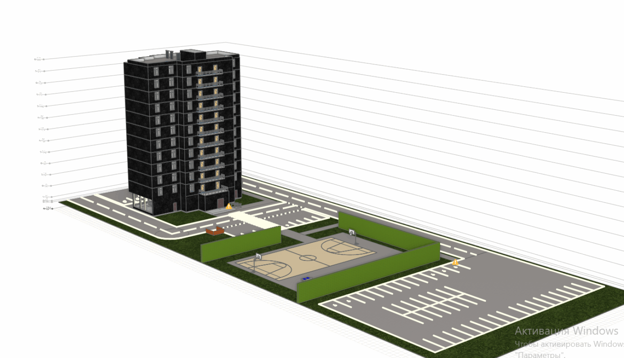 Чертеж Модель 12-ти этажного дома с чертежами Renga