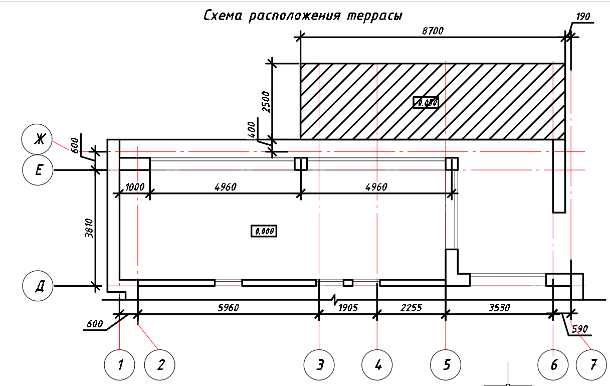 Чертеж Терраса под ламели от солнца в Revit
