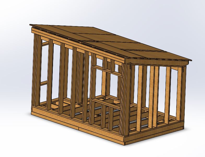 3D модель Бытовка каркасная 5х3,5м
