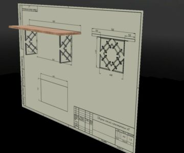 Чертеж Журнальный столик в стиле лофт 1200Х700Х430