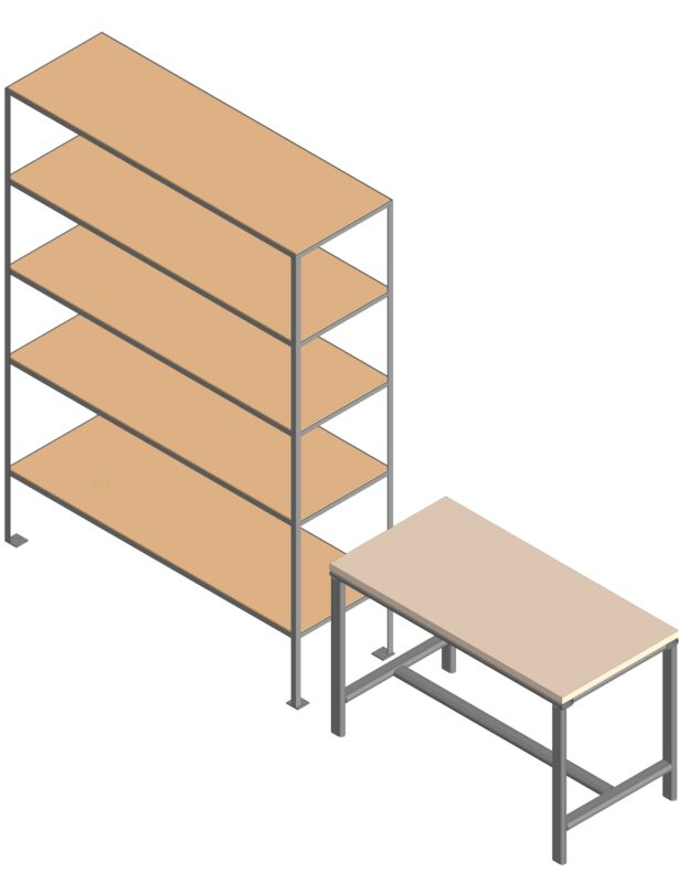 3D модель Стеллаж и верстак для гаража