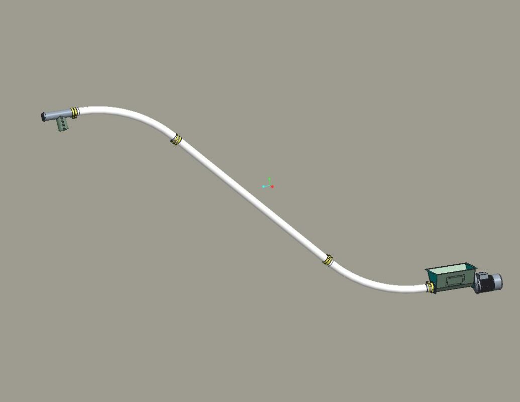 3D модель Транспортер с гибкой спиралью для подачи гранул полимера Lupolen в дозатор.