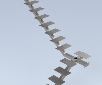 3D модель 3D модель поворотной лестницы на монокосоуре высотой 2680 мм