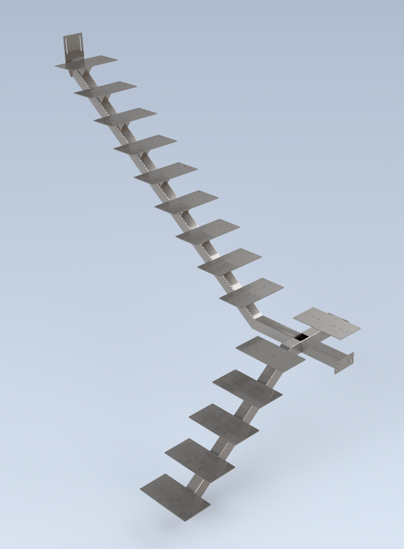 3D модель 3D модель поворотной лестницы на монокосоуре высотой 2680 мм