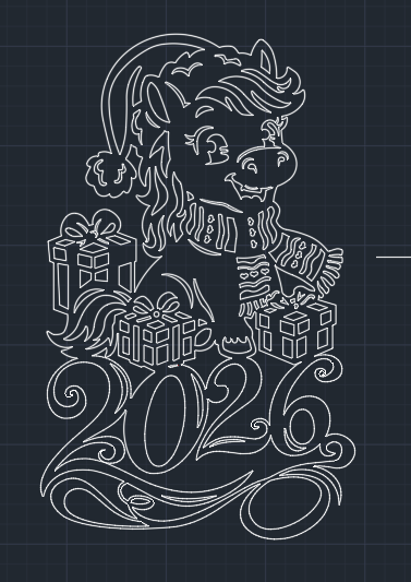 Чертеж Символ нового года 2026 -Лошадка