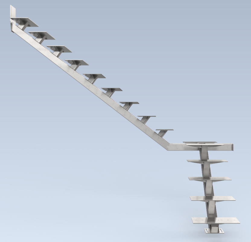 3D модель 3D модель поворотной лестницы на монокосоуре высотой 2680 мм