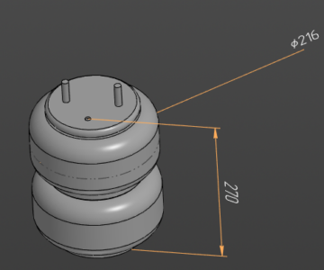 3D модель Рессора пневматическая (двойной сильфон) R200-25D07