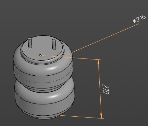 3D модель Рессора пневматическая (двойной сильфон) R200-25D07