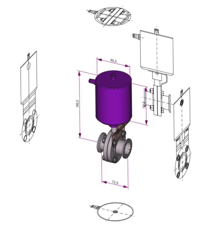 3D модель Поворотный клапан Inoxpa DN 40 с вертикальным приводом