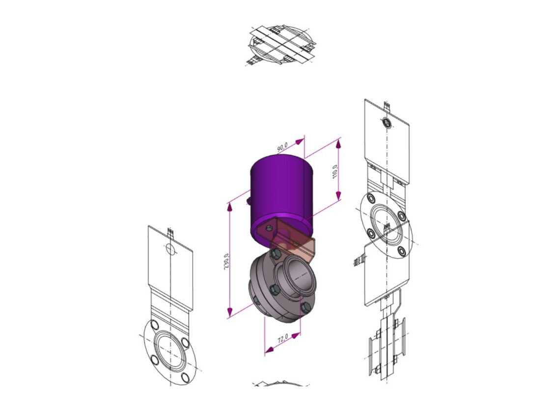 3D модель Поворотный клапан Inoxpa DN 40 с вертикальным приводом