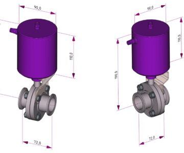 3D модель Поворотный клапан Inoxpa DN 40 с вертикальным приводом