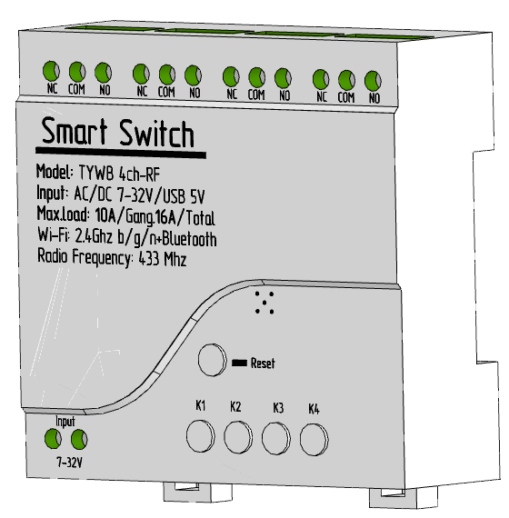 3D модель 4-канальное Wi-Fi реле для умного дома