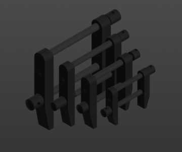 3D модель Струбцины параллельные (параметрическая 3D-сборка с исполнениями, 4 типоразмера)