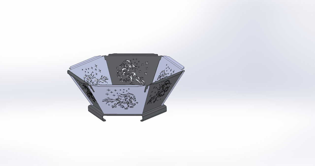 3D модель Костровая чаша шестигранная, разборная из листа 4 мм.