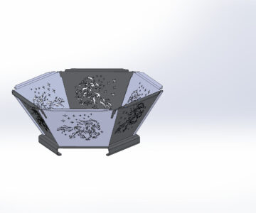 3D модель Костровая чаша шестигранная, разборная из листа 4 мм.