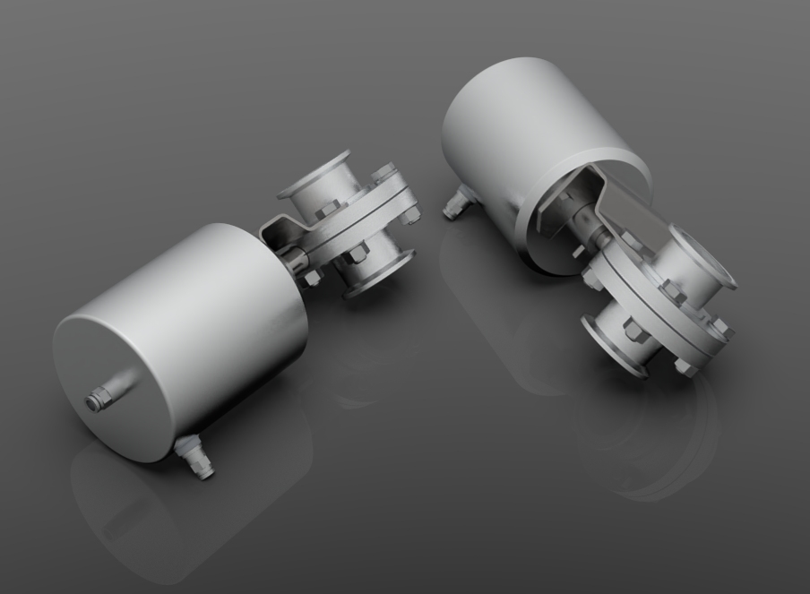 3D модель Поворотный клапан Inoxpa DN 40 с вертикальным приводом