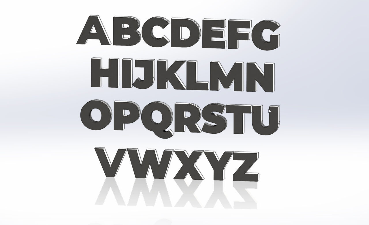 3D модель Латинский алфавит для печати и резки