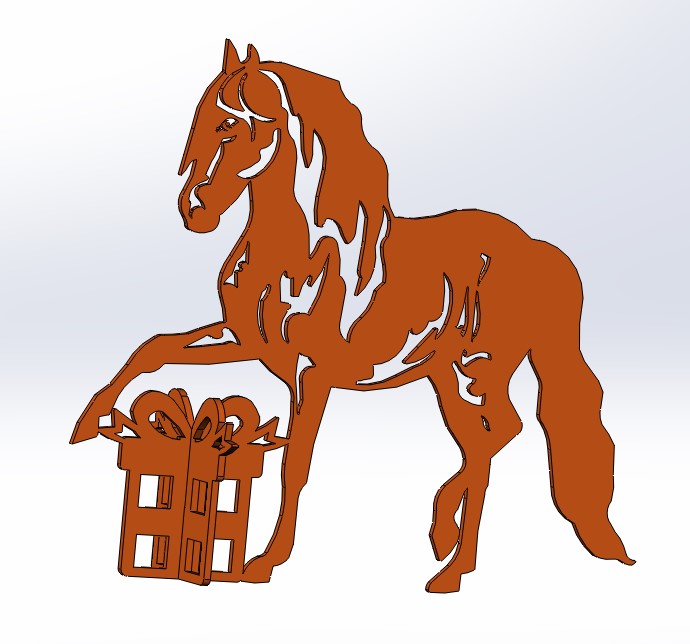 Чертеж Новогодняя подставка "Огненная лошадь"