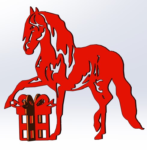 Чертеж Новогодняя подставка "Огненная лошадь"