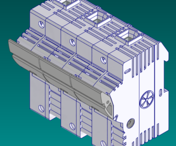 3D модель Держатель предохранителей Woehner тип J 3P 60A 600V (27x60)