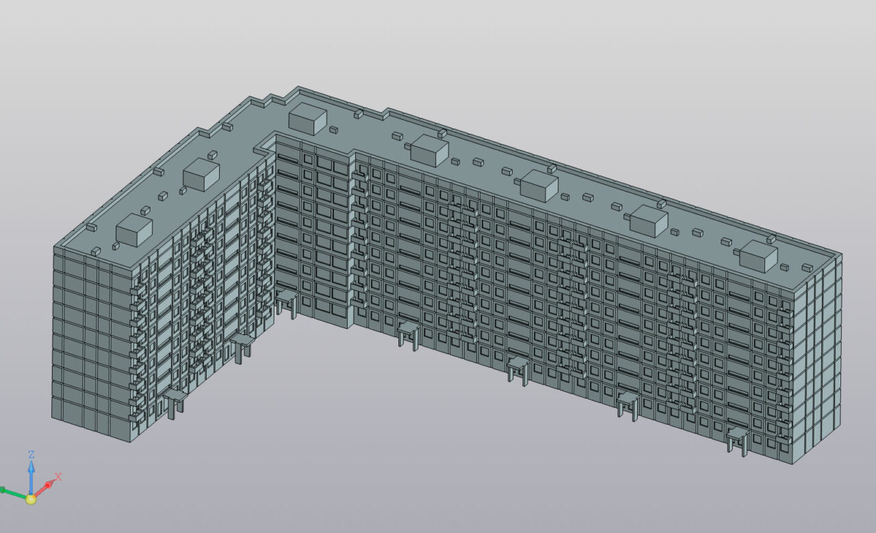 3D модель 3d модель 10 этажного панельного дома для печати