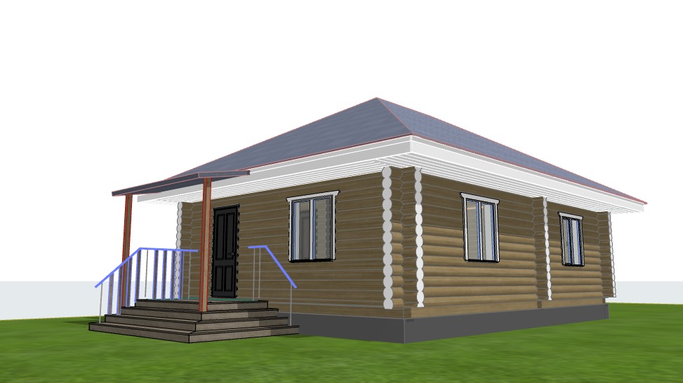 3D модель Дом из оцилиндрованного бревна 54м2