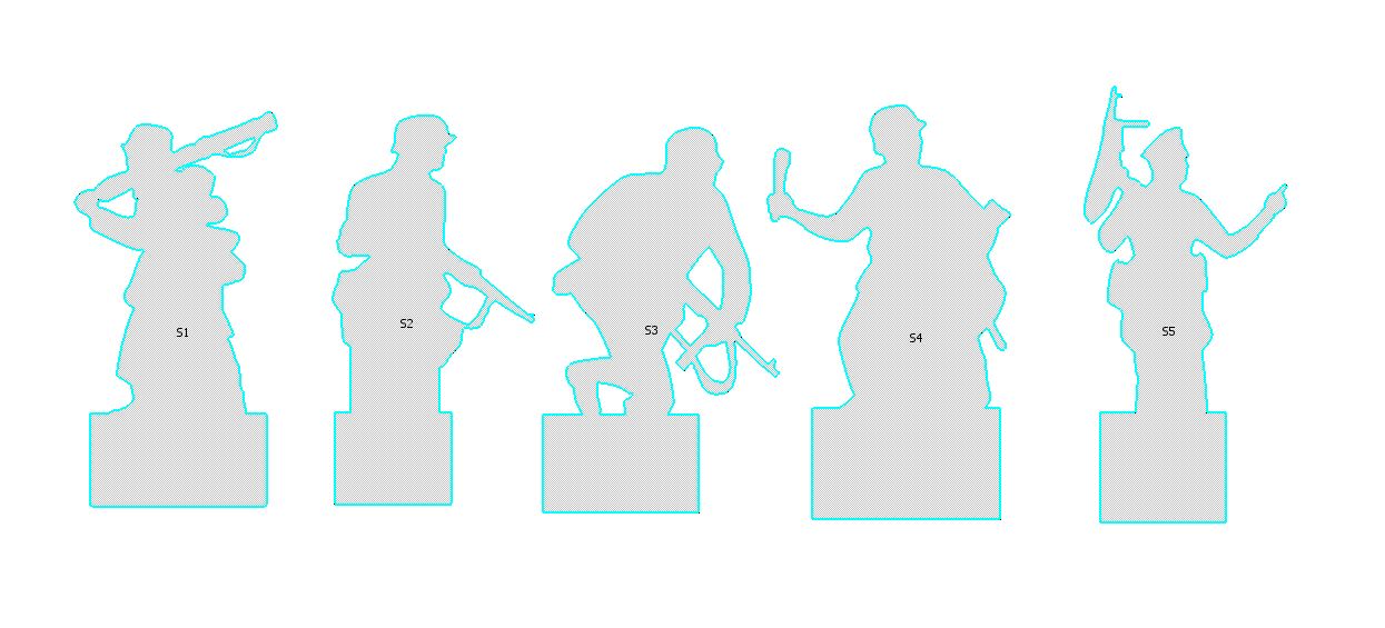 Чертеж Фигуры (5шт) для страйкбола солдаты