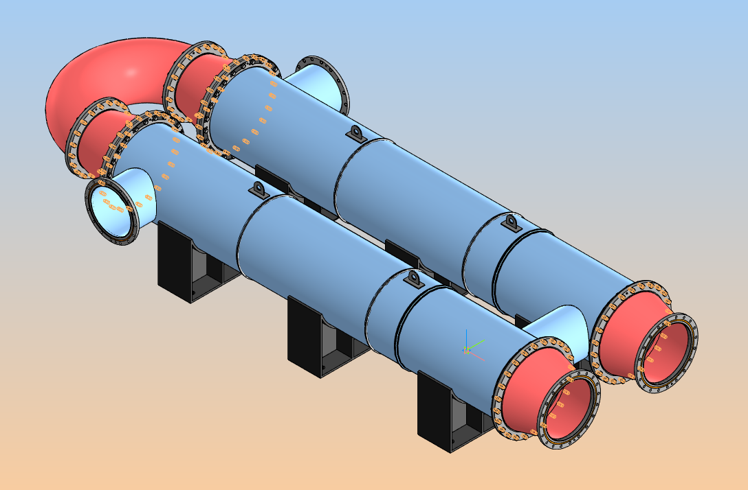3D модель Курсовой проект - Теплообменный аппарат кожухотрубный противоточной схемы течения