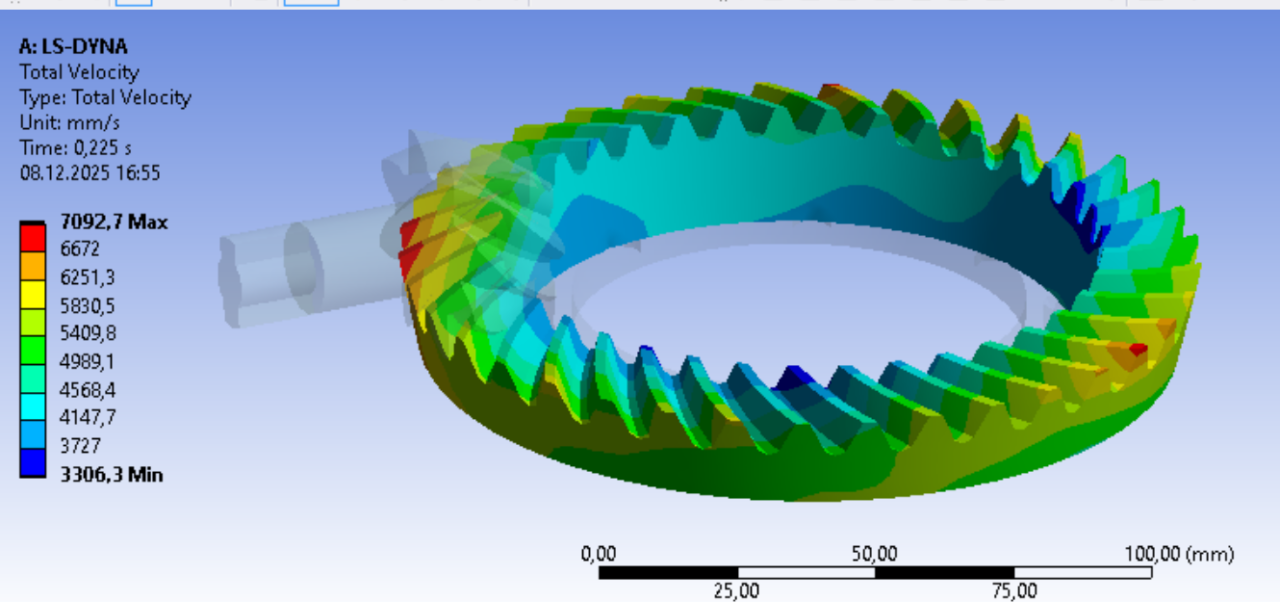 Чертеж Пример расчета конической пары в LS-DYNA