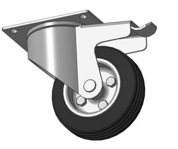 3D модель Колесо т3104-С-100-Р поворотное с крепёжной панелью и тормозом