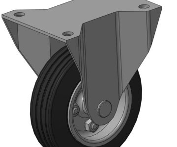 3D модель Колесо 100 мм неповоротное с крепёжной панелью
