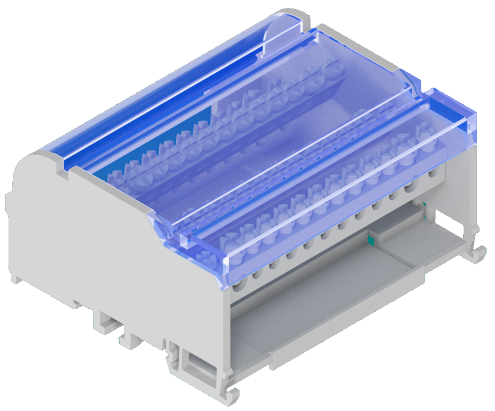 3D модель Колодка четырех полюсная на DIN-рейку, 40А