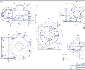 Чертеж Корпус редуктора червячного КПБ-3М.03.00.100
