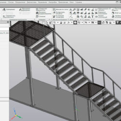 3D модель Эвакуационная лестница для секции АБК высотой 3498 мм