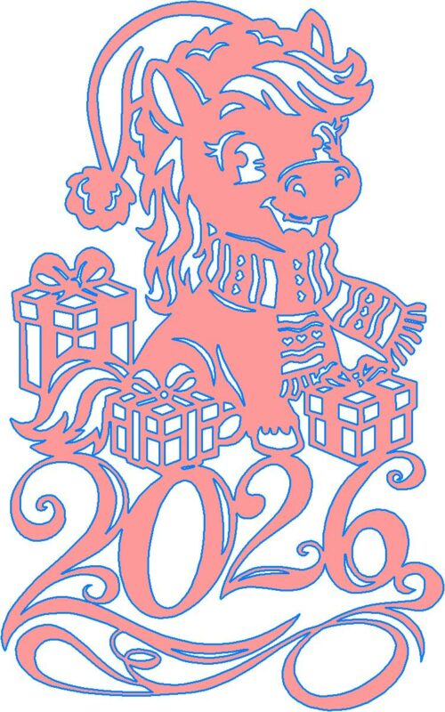 Чертеж Символ нового года 2026 -Лошадка