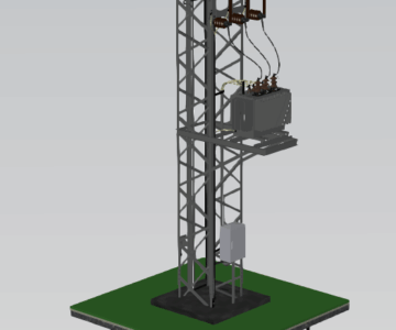 3D модель Установка трансформатора мачтовая - ктп 10/0,4 кВ